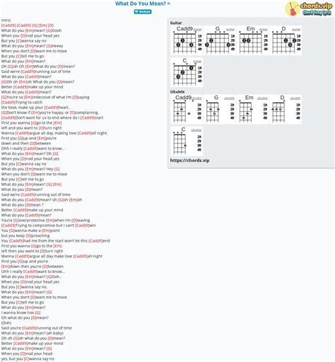 Chord: What Do You Mean? = - tab, song lyric, sheet, guitar, ukulele ...