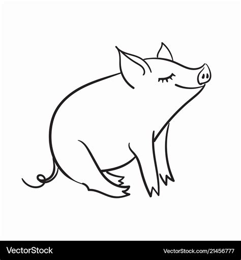 Pig black and white linear Royalty Free Vector Image