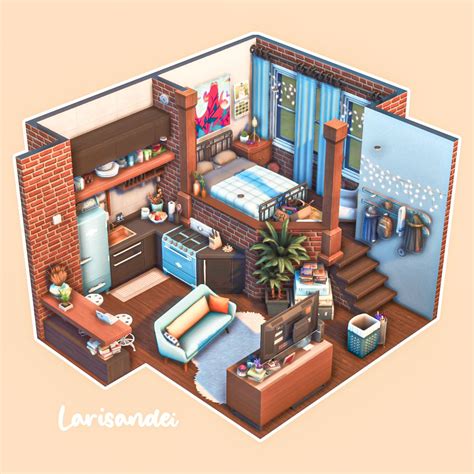 Tiny apartment in 2021 | Sims house, Sims 4 loft, Sims 4 house design