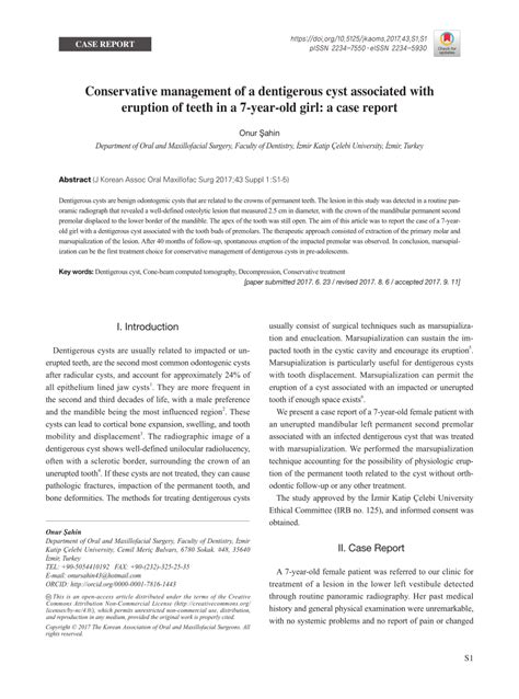 (PDF) Conservative management of a dentigerous cyst associated with ...