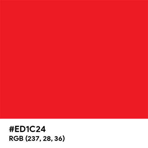 Red CMYK color hex code is #ED1C24