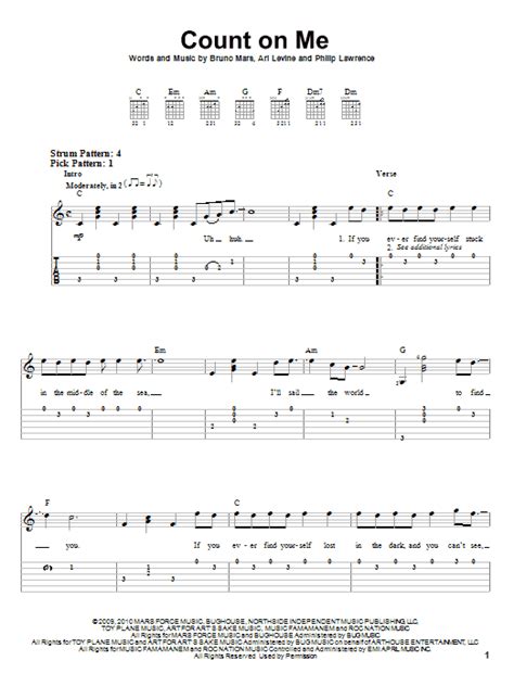 Count On Me by Bruno Mars - Easy Guitar Tab - Guitar Instructor