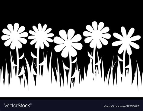 Seamless silhouette grass and flowers Royalty Free Vector