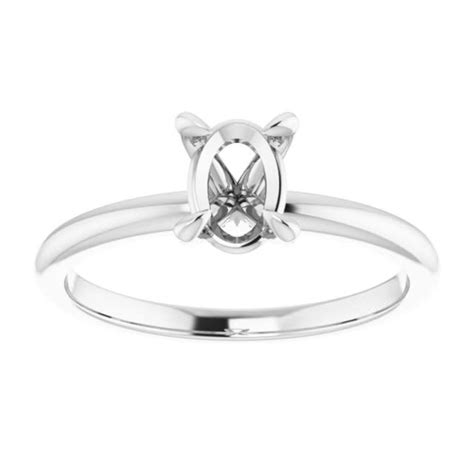 Platinum Oval Solitaire Engagement Ring Setting (Size 6.5) - American ...