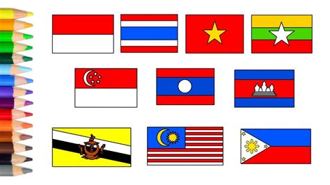 Cara menggambar bendera negara-negara ASEAN - YouTube