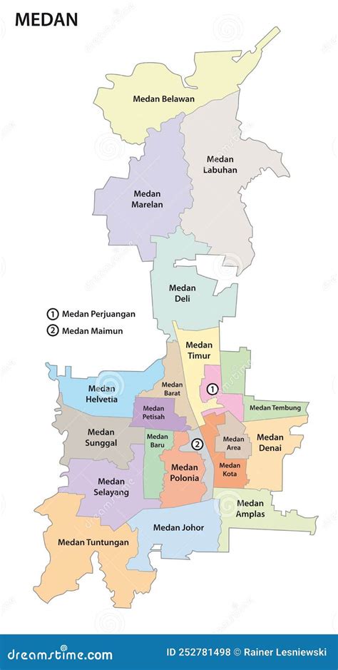 Administrative and Political Map of the Indonesian City of Medan Stock ...