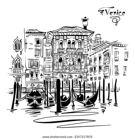 Vector Black White Sketch Palazzo Venetian Stock Vector (Royalty Free ...