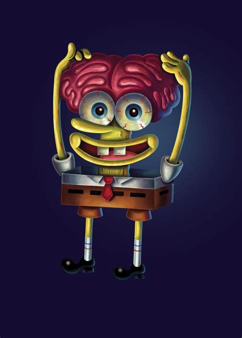 'Spongebob Brain Halloween' Poster, picture, metal print, paint by ...