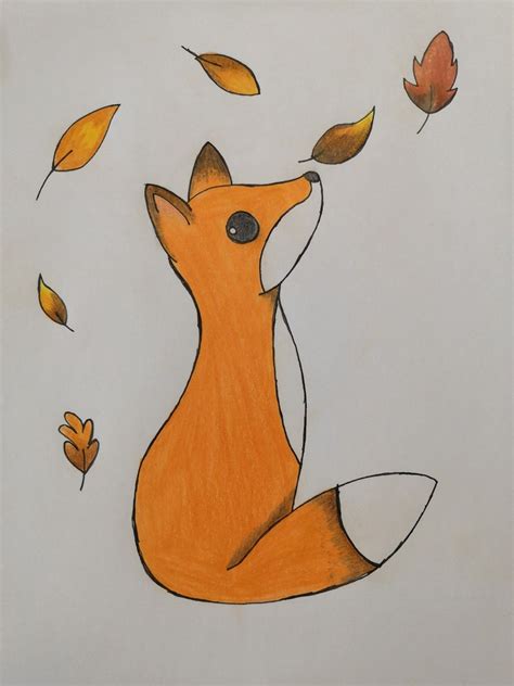 fox drawing | Fall drawings, Cute fox drawing, Fox painting