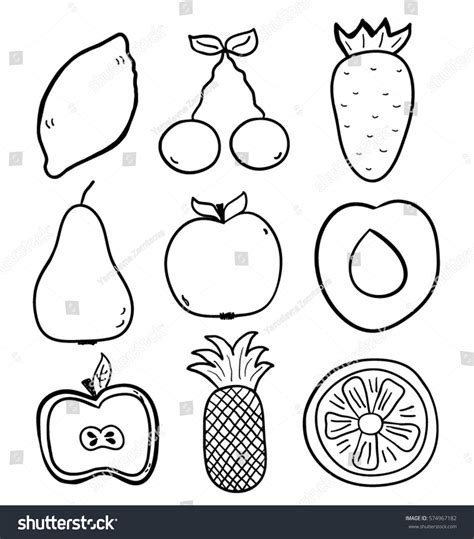 Hand Drawn Fruits Doodle Style Stock Vector (Royalty Free) 574967182 ...