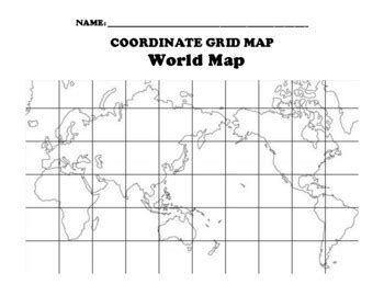 World Map "Coordinate Grid" Map Blank by Northeast Education | TPT