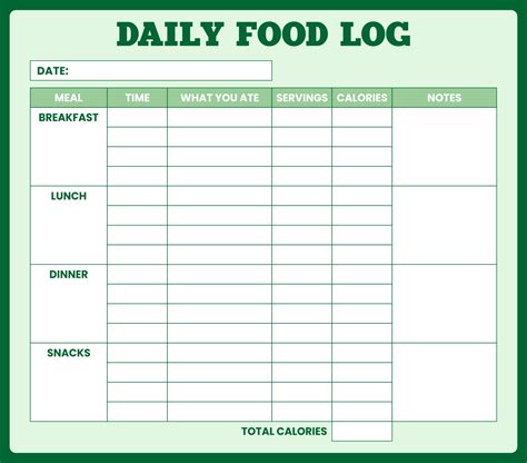 Food Log Sheets - 10 Free PDF Printables | Printablee