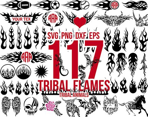 Tribal flames svg, Tribal flames png, Tribal flames dxf, Tribal flames ...