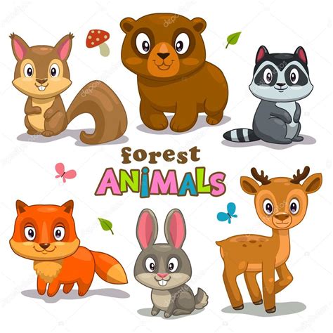 Cute cartoon forest | Cute cartoon forest animals — Stock Vector ...