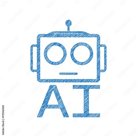 AI - Artificial Intelligence Robot with sketch drawing effect Stock ...