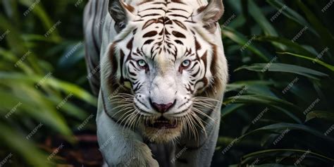 Premium AI Image | White Tiger Natural Habitat Portrait