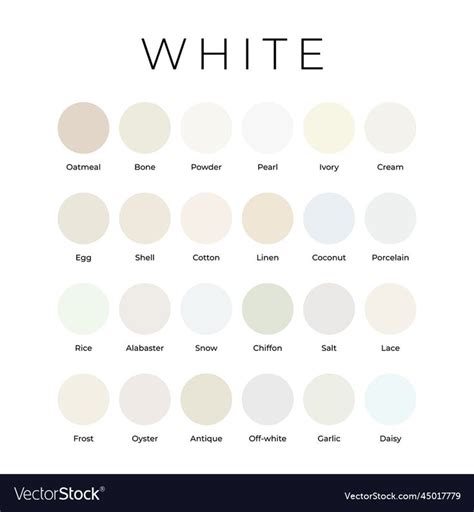 White Color Shades Swatches Palette with Names. Download a free preview ...