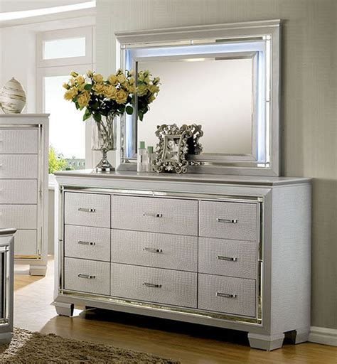 CM7979SV-D Contemporary Silver Dresser and Mirror Set - Luchy Amor ...