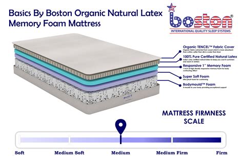 Basics By Boston 100% Pure Certified Organic Natural Latex & Memory ...