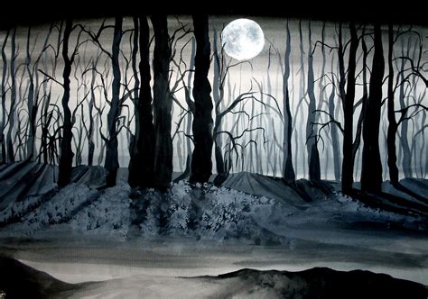 Forest At Night Painting at PaintingValley.com | Explore collection of ...