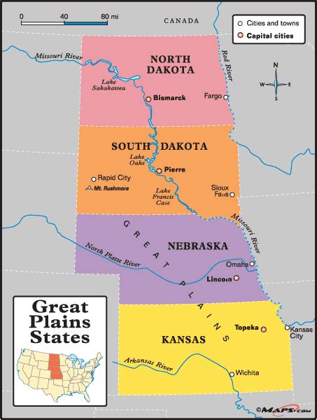 Great Plains States Map by Maps.com from Maps.com -- World’s Largest ...