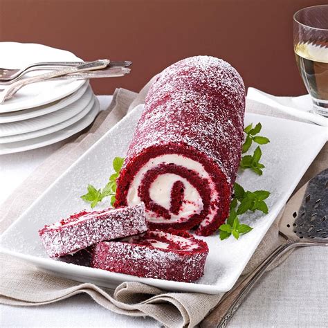 Sugared Red Velvet Cake Roll Recipe | Taste of Home