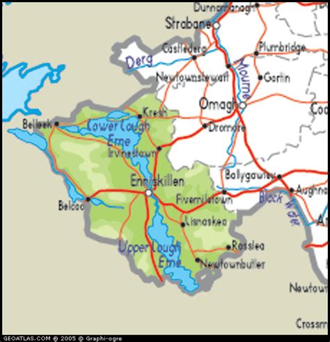 Map of Northern Ireland, County Fermanagh