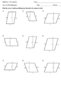 Area of a Parallelogram Worksheets by MathVine | TPT