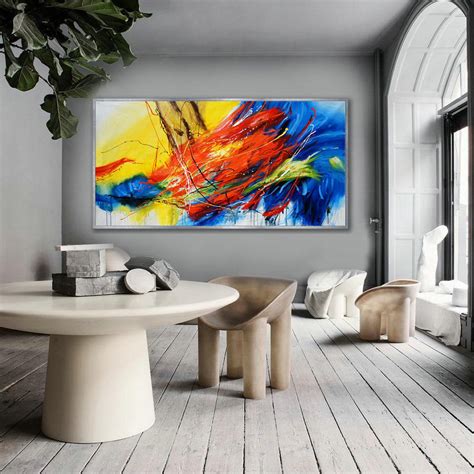 Hand Painted Texture Abstract Panoramic Canvas Modern wall Art Super ...