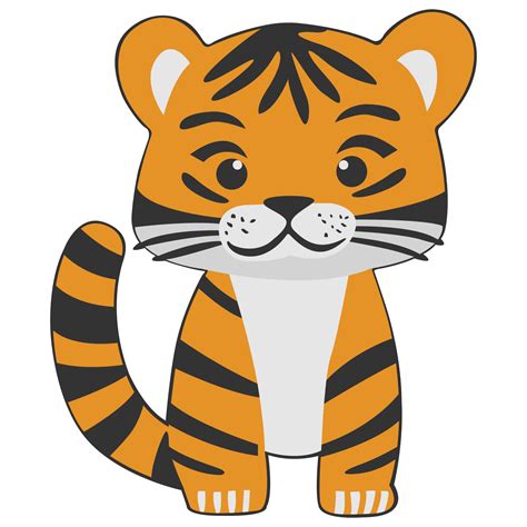 Tiger clipart icon vector flat design on transparent background, animal ...