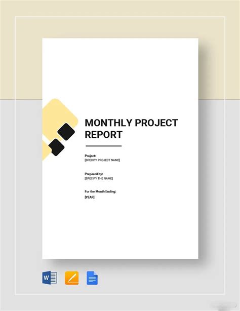 Monthly Project Report Template in Word, Pages, Google Docs - Download ...