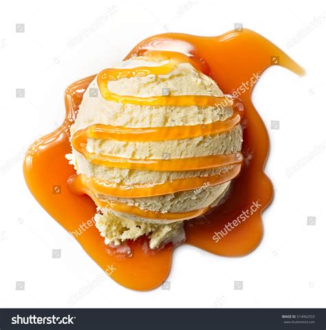 Vanilla Ice Cream Caramel Sauce Isolated Stock Photo 514062553 ...