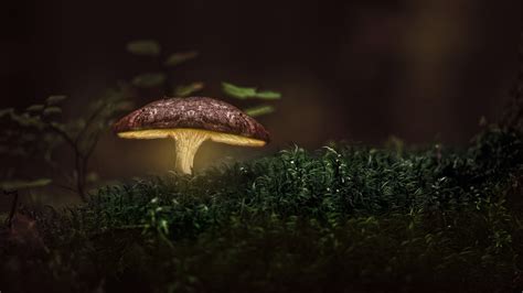 2560x1440 Resolution Glowing Mushroom 1440P Resolution Wallpaper ...