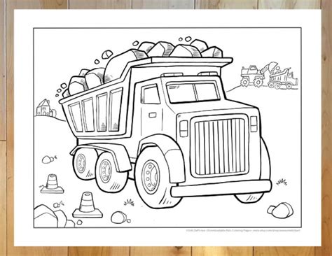 Big Construction Dump Truck Coloring Page Downloadable PDF File - Etsy