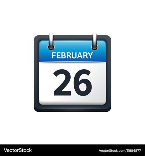 February 26 calendar icon Royalty Free Vector Image