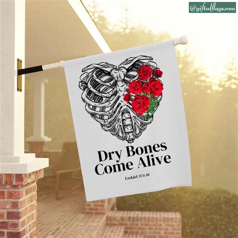 Floral Rib Cage Dry Bones Come Alive Bible Verse Christian Garden Flag ...