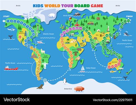 Board game world gaming map boardgame Royalty Free Vector