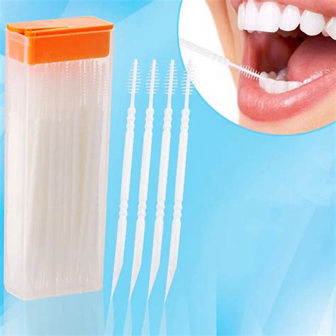 50pcs/pack 2 way Oral Dental Tooth Pick Plastic Interdental Brush ...