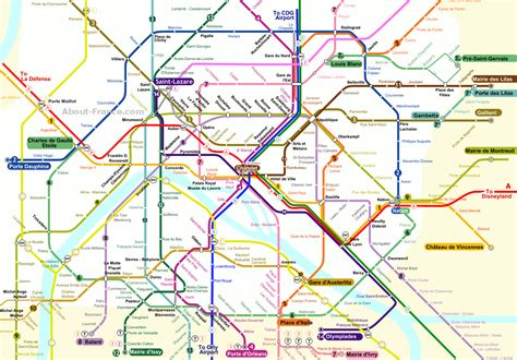 Central Paris metro map - About-France.com