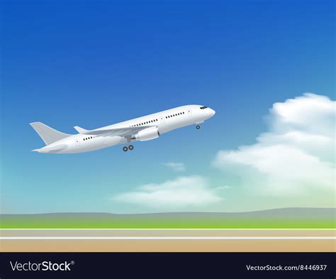 Airplane takeoff poster Royalty Free Vector Image