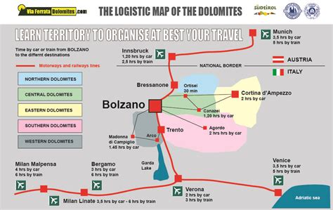 Dolomite Mountains Dolomites Italy Map