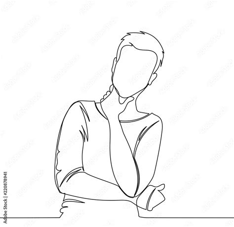 Man is thinking. man - continuous line drawing Stock Vector | Adobe Stock