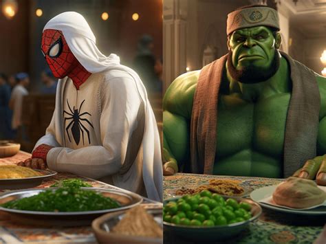 Marvel heroes don skullcaps, await iftar in trending AI-generated images