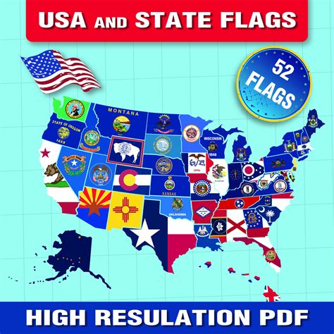 All USA 50 State Flags Territories US Flag. Mega Bundle Excellent ...