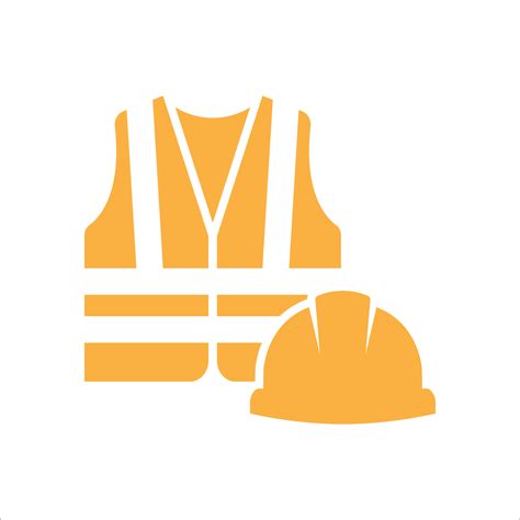 Construction icon. Safety Helmet with safety vest Vector icon Design ...