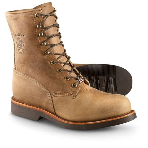 Men's Chippewa Boots® 8" Steel Toe Lace - up Work Boots, Tan - 231384 ...