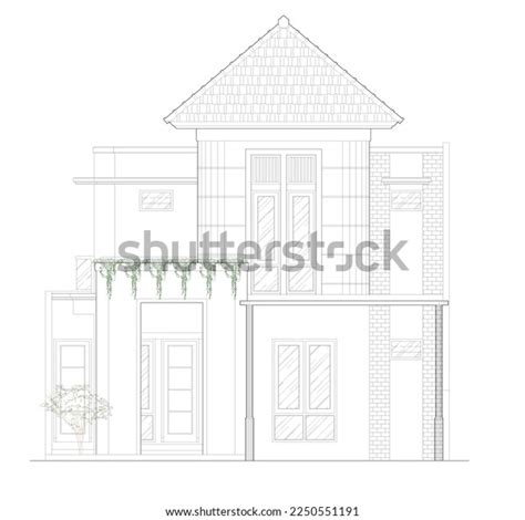 Sketch Front View Elevation Residential Building Stock Vector (Royalty ...