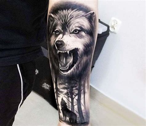 Realistic Angry Wolf Tattoo by Bejt Tattoo