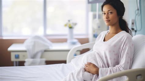 Premium AI Image | a pregnant woman in a hospital bed