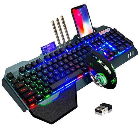 Buy Wireless gaming Keyboard and Mouse,Rainbow Backlit Rechargeable ...